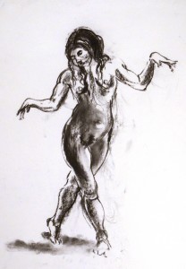 Dancing Girl by Alison Harper, Charcoal on Paper.