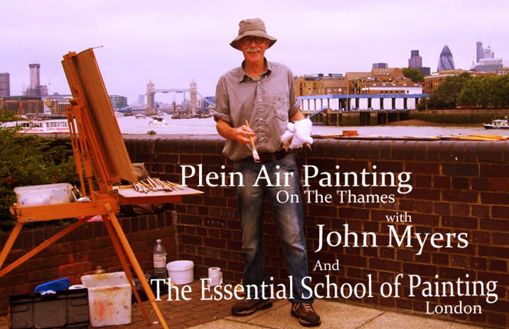 John-Myers-painting-along-The-Thames-with-Ad-Words