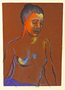 Alison Harper's Young woman Pastel on paper