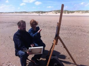 Lesley and Rob perusing the horizon line Painting the sea with Lesley Burr: June 13th and 14th 2015