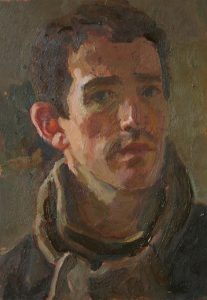 Self Portrait David Caldwell Oil on copper 2009