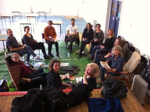 Group discussion during Bob and Roberta Smith's class the Bigger Picture at the Essential School of Painting.
