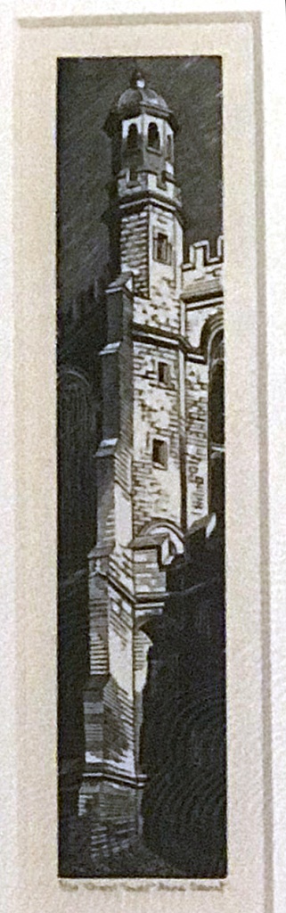 The Chapel Tower, Eton College by Anne Desmet RA Wood Engraving 15x3cms
